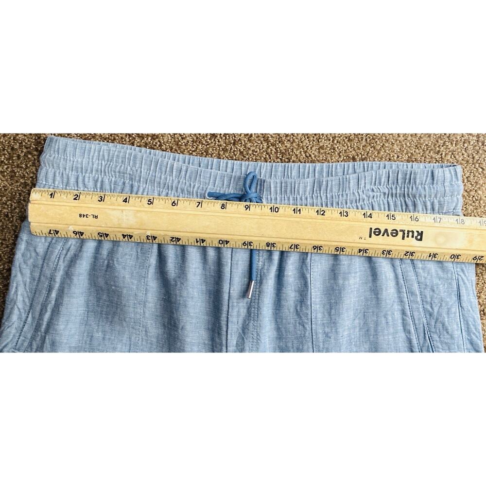 Athleta Sz 14 Linen Chambray Elas Wst Drawstring Wide Leg Jogger Pkts Athleisure - Picture 4 of 8